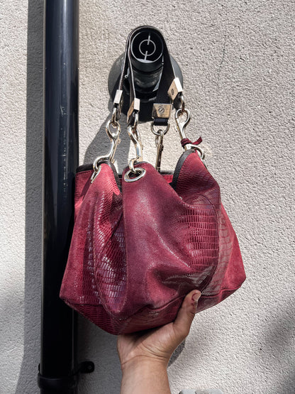 JIMMY CHOO Suede Snakeskin Embossed BAG