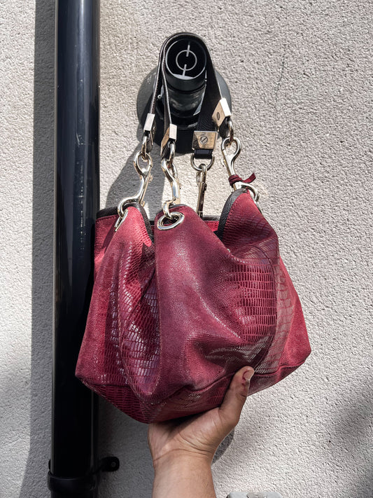 JIMMY CHOO Suede Snakeskin Embossed BAG