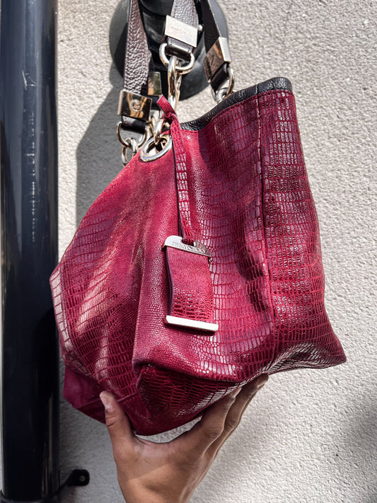JIMMY CHOO Suede Snakeskin Embossed BAG
